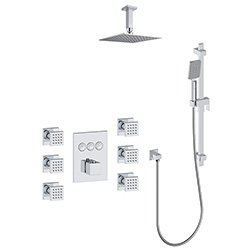 3 function push button thermostatic shower system