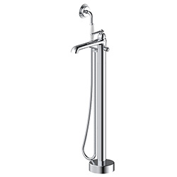 floor mounted tub filler with hand shower